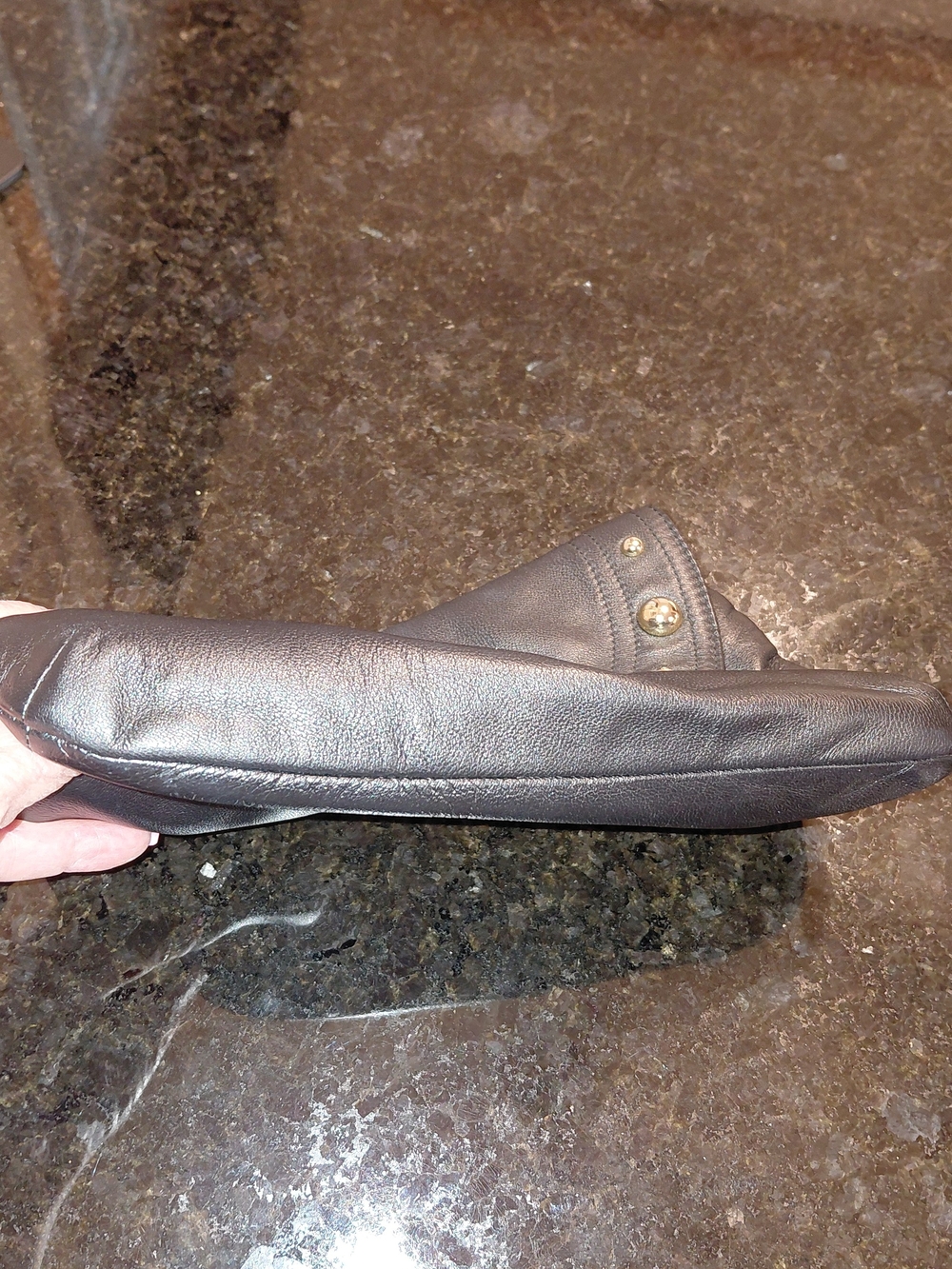 Goldenbleu Y2K Black Leather Clutch with Gold Stud Accents VGVC! - Picture 8 of 9